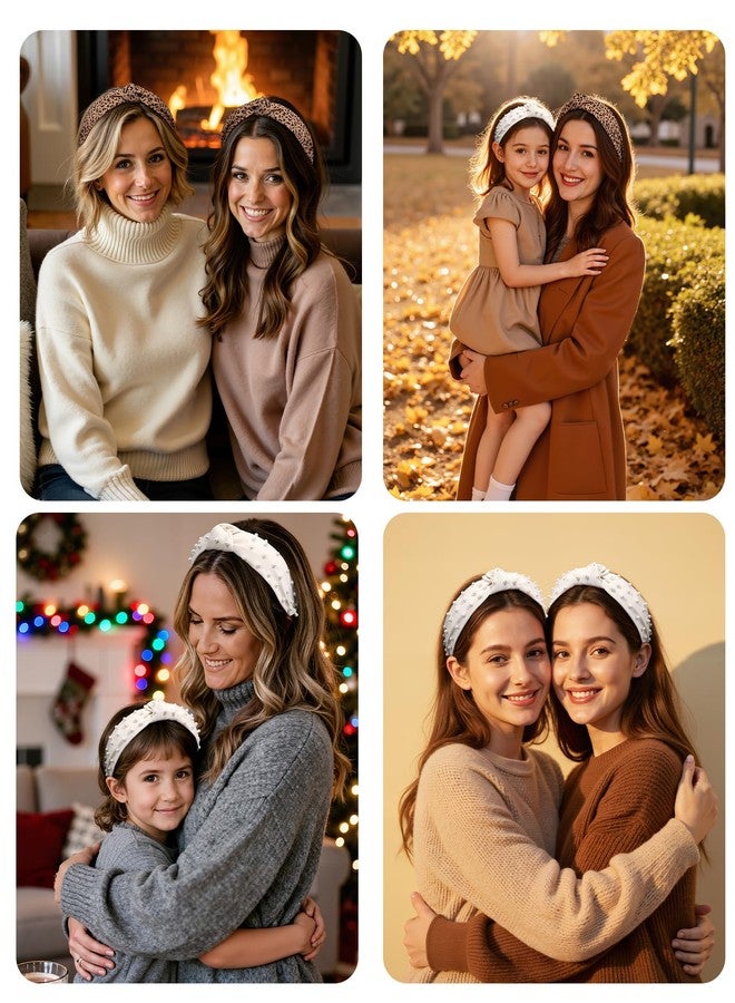 سي اتش ال اي انس اس مجموعة من 4 عصابات رأس نسائية أنيقة من CHLINS - عصابات رأس عريضة معقودة غير قابلة للانزلاق مع لمسات من اللؤلؤ لليوجا والتمارين الرياضية والتصفيف اليومي والهدايا (مجموعة متعددة الألوان) - Image 5